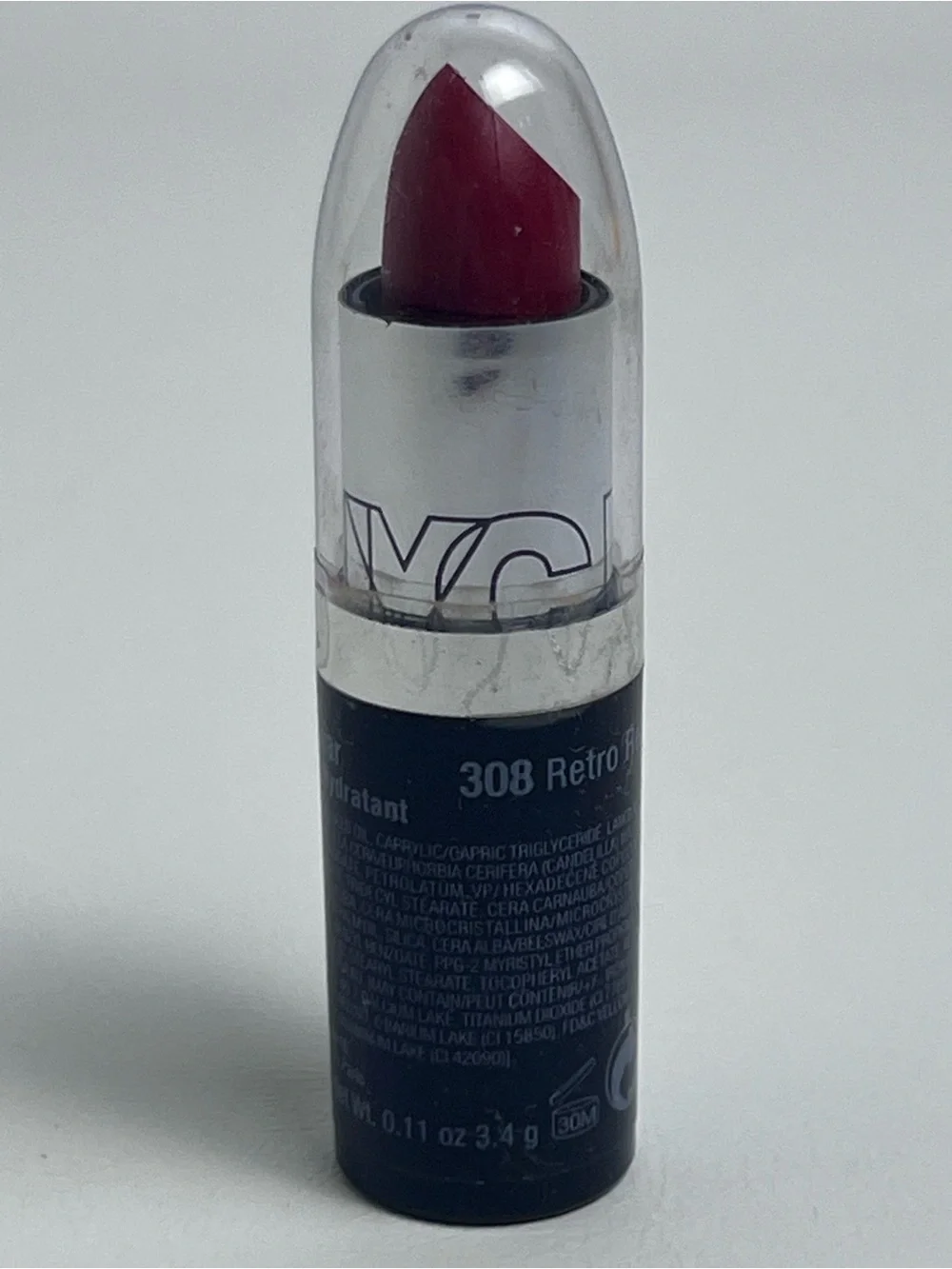 NYC New York Color Ultra Moist Lip Wear Lipstick Shade 308 Retro Red New Sealed
